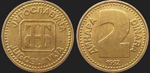 Monety Jugosławii - 2 dinary 1992