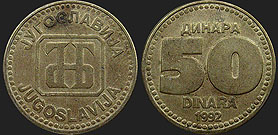 Monety Jugosławii - 50 dinarów 1992