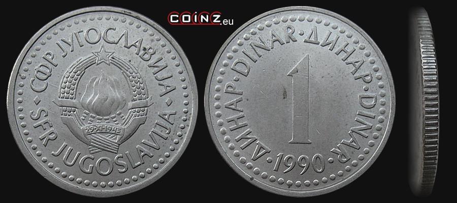 1 dinar 1990-1991 - monety Jugosławii