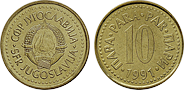 Monety Jugosławii - 10 para 1990-1991