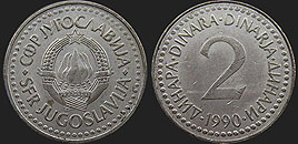 Monety Jugosławii - 2 dinary 1990-1992