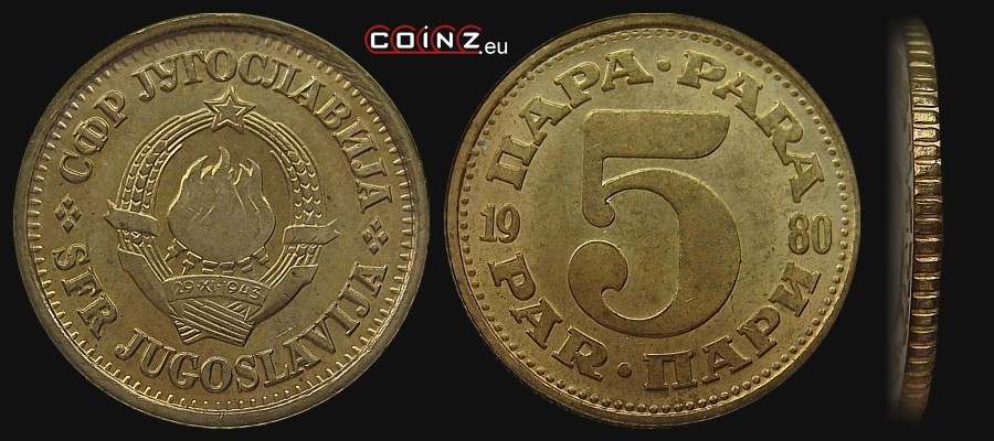 5 para 1965-1981 - monety Jugosławii