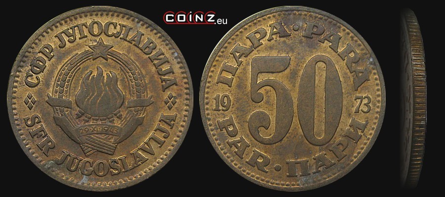 50 para 1965-1979 - monety Jugosławii