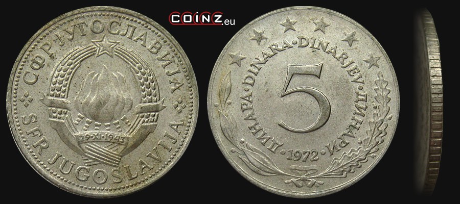 5 dinarów 1971-1981 - monety Jugosławii