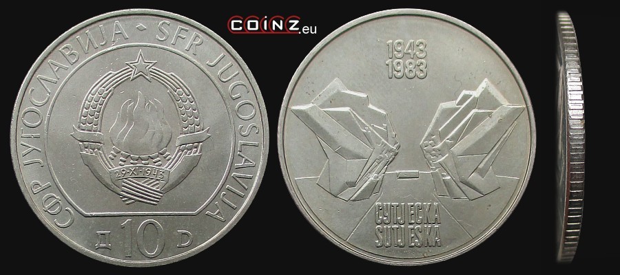 10 dinarów 1983 Bitwa Pod Sutjeską - monety Jugosławii