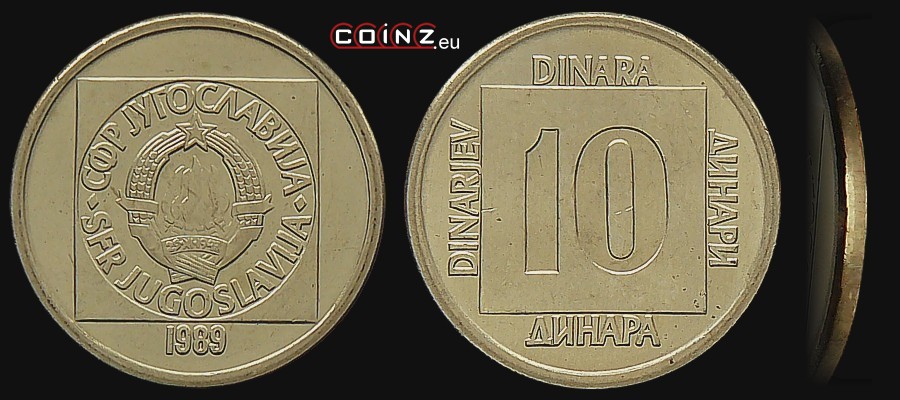 10 dinarów 1988-1989 - monety Jugosławii