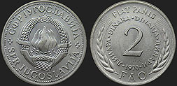 Monety Jugosławii - 2 dinary 1970 FAO