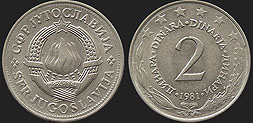 Monety Jugosławii - 2 dinary 1971-1981