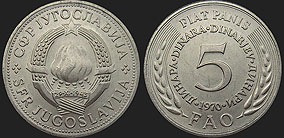 Monety Jugosławii - 5 dinarów 1970 FAO