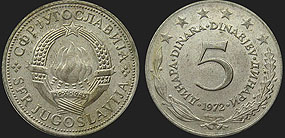 Monety Jugosławii - 5 dinarów 1971-1981