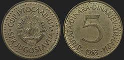 Monety Jugosławii - 5 dinarów 1982-1986