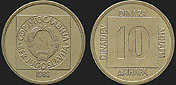 Monety Jugosławii - 10 dinarów 1988-1989