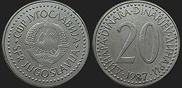 Monety Jugosławii - 20 dinarów 1985-1987