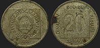Monety Jugosławii - 20 dinarów 1988-1989