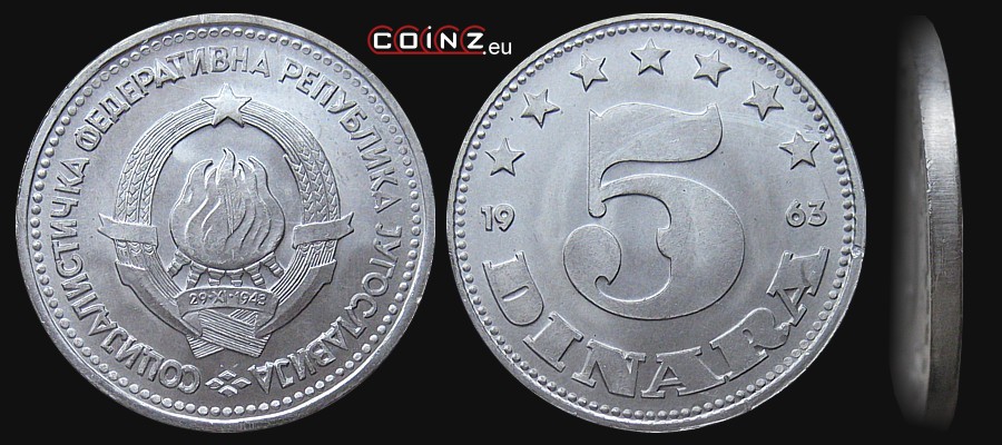 5 dinarów 1963 - monety Jugosławii