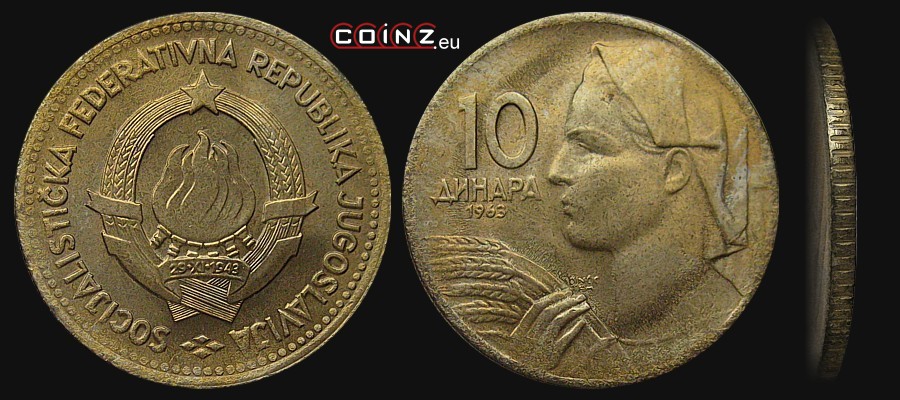 10 dinarów 1963 - monety Jugosławii