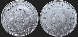 Monety Jugosławii - 5 dinarów 1963