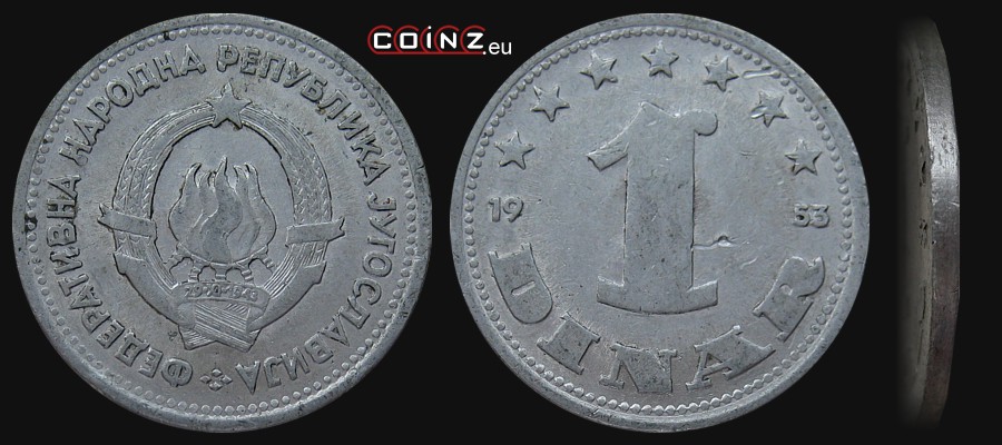 1 dinar 1953 - monety Jugosławii