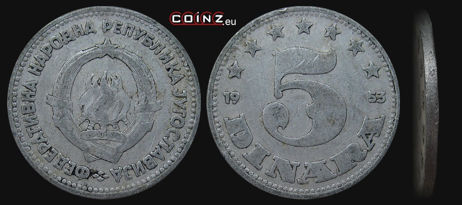 5 dinarów 1953 - monety Jugosławii