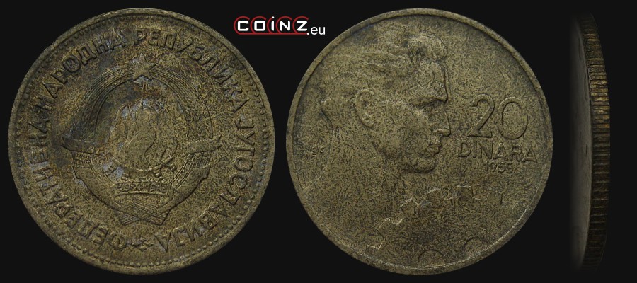 20 dinarów 1955 - monety Jugosławii