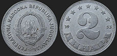 Monety Jugosławii - 2 dinary 1953