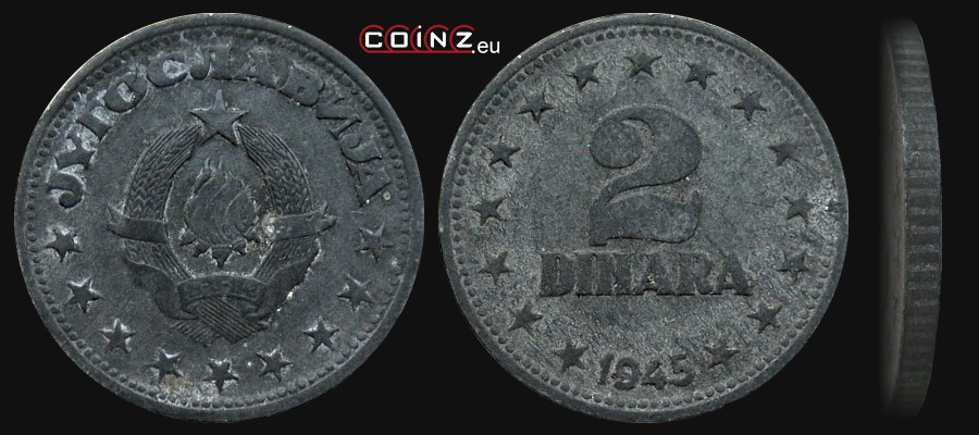 2 dinary 1945 - monety Jugosławii