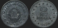 Monety Jugosławii - 2 dinary 1945